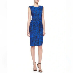 Milly Scribble-Print Midi Sheath Dress size 4